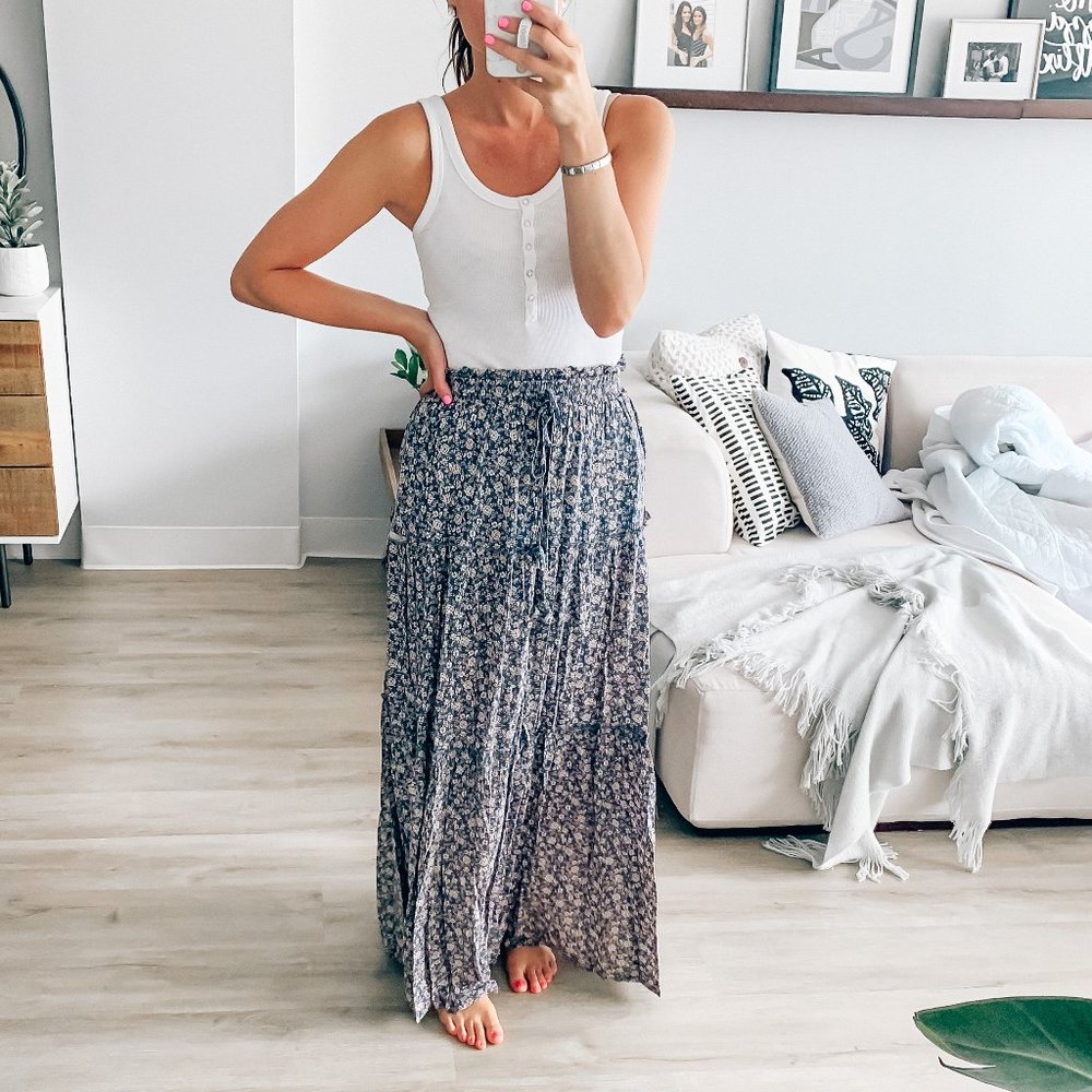 Floral Tiered Maxi Skirt